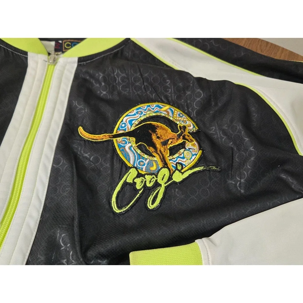 Coogi Jacket Mens Size 5XL Black White Lime Green Vintage Patches Full Zip‎